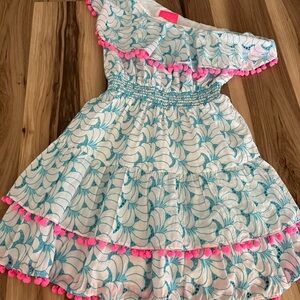 LILLY PULITZER BERMUDA BLUE TROPICAL SWIRL ADDALIN DRESS SZ M